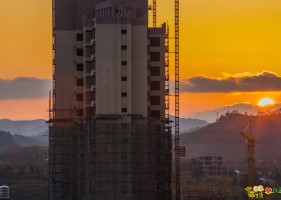 寻乌县城房地产建筑---高楼与落日邂逅