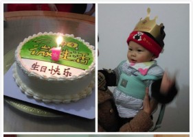 宝宝周岁大乐，吃到的第一个生日蛋糕！